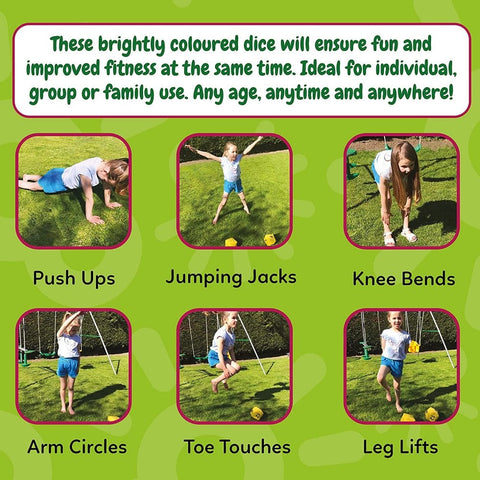 Fitness Dice - Set of 2-Active Games,Additional Need,Calmer Classrooms,eduk8,Exercise,Garden Game,Gross Motor and Balance Skills,Helps With,Outdoor Toys & Games-Learning SPACE