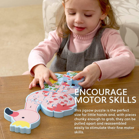 Flamingo Number Puzzle-Baby Maths,Baby Wooden Toys,Counting Numbers & Colour,Maths,Sound. Peg & Inset Puzzles,Wooden Toys-Learning SPACE