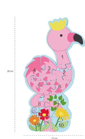 Flamingo Number Puzzle-Baby Maths,Baby Wooden Toys,Counting Numbers & Colour,Maths,Sound. Peg & Inset Puzzles,Wooden Toys-Learning SPACE