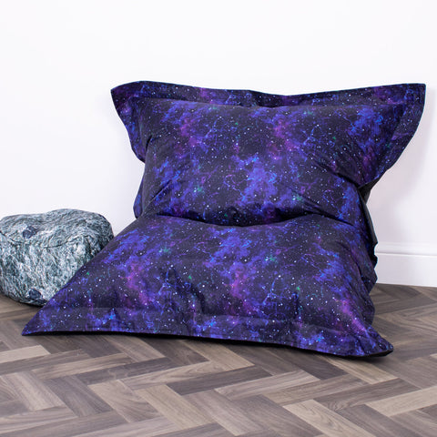 Floor Cushion Galaxy Print UV Reactive Children's Bean Bag-AllSensory,Bean Bags,Bean Bags & Cushions,Dropship,Eden Learning Spaces,Nurture Room,Star & Galaxy Theme Sensory Room,Stock,Teenage & Adult Sensory Gifts,UV Reactive,Wellbeing Furniture-Learning SPACE