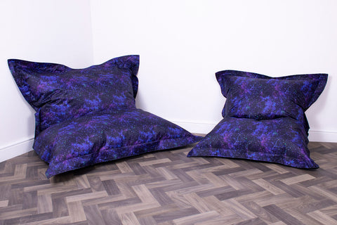 Floor Cushion Galaxy Print UV Reactive Children's Bean Bag-AllSensory,Bean Bags,Bean Bags & Cushions,Eden Learning Spaces,Nurture Room,Star & Galaxy Theme Sensory Room,Stock,Teenage & Adult Sensory Gifts,UV Reactive,Wellbeing Furniture-Learning SPACE