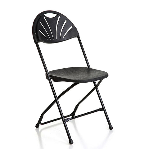 Folding Fanback Chair - Metal Frame Polypropelene Seat-Classroom Chairs,Folding Chair-Not Upholstered-Black-MFCP-BLA-Learning SPACE