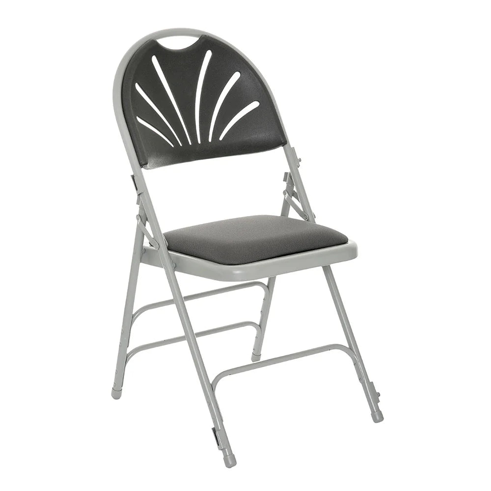 Folding Fanback Chair - Metal Frame Polypropelene Seat-Classroom Chairs,Folding Chair-Upholstered-Charcoal-MFCCP-C-Learning SPACE