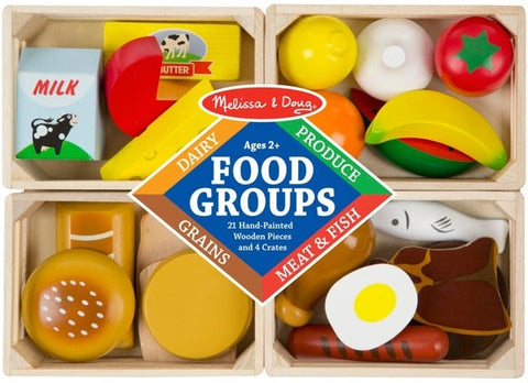 Food Groups - Wooden Healthy Food Play Set-Baby Wooden Toys,Feeding Skills,Gifts For 2-3 Years Old,Imaginative Play,Kitchens & Shops & School,Play Food,Wooden Toys-Learning SPACE