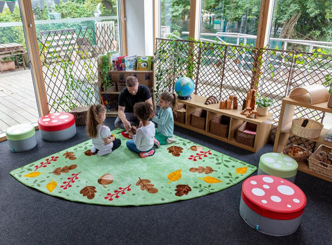 Forest Friends™ Corner Placement 2x2m Carpet-Corner & Semi-Circle, Forest School & Outdoor Garden Equipment, Kit For Kids, Mats & Rugs, Natural, Nature Sensory Room, Neutral Colour, Placement Carpets, Rugs, Wellbeing Furniture, World & Nature-Learning SPACE