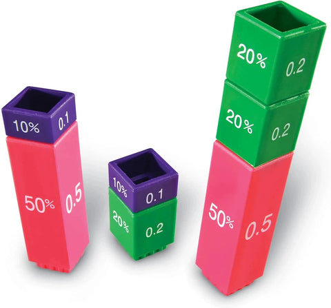 Fraction Tower Cubes Equivalency Set-Fractions Decimals & Percentages,Learning Activity Kits,Learning Resources,Maths,Maths Toys,Primary Maths,Stock-Learning SPACE