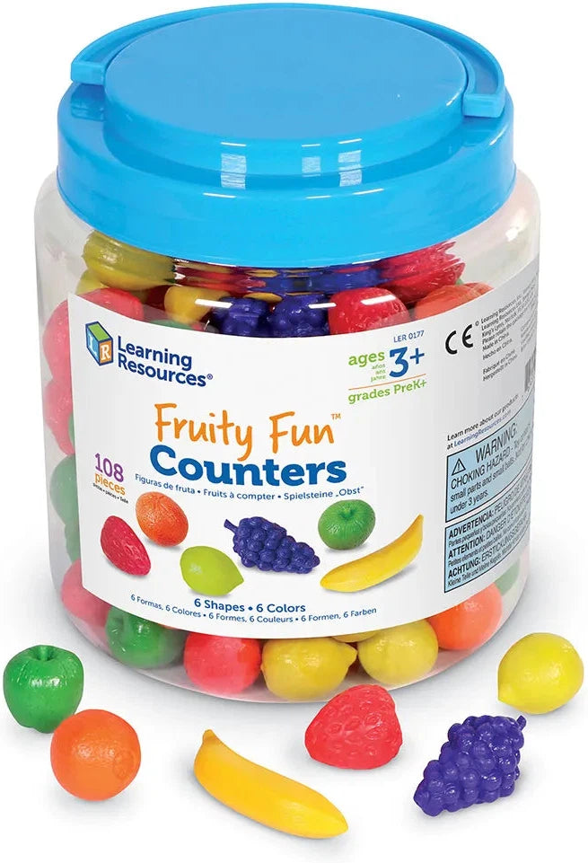 Fruity Fun™ Counters (Set of 108)-Addition & Subtraction,Counting Numbers & Colour,Early Years Maths,Learning Resources,Maths,Maths Toys,Primary Maths,Stock-Learning SPACE