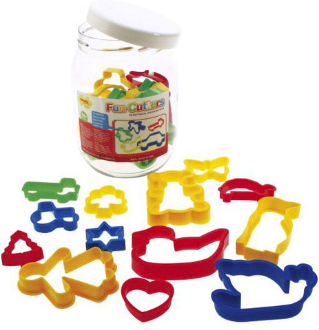 Fun Cutters - Jar of 24 Pastry Cutters-Baby Arts & Crafts,Bigjigs Toys,Early Arts & Crafts,Imaginative Play,Kitchens & Shops & School,Maths,Play Kitchen Accessories,Primary Maths,SCOTEXCEL,Shape & Space & Measure,Stock-Learning SPACE