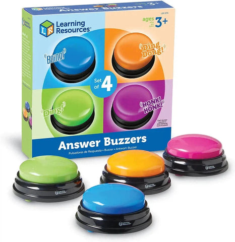 Game Show Answer Buzzer - Set of 4-Calmer Classrooms,Calming & Anxiety,Cerebral Palsy,communication,Early Years Musical Toys,Helps With,Learning Resources,Music,Neuro Diversity,Physical Needs,Primary Literacy,Sound,Speaking & Listening,Stock,Talking Buttons & Buzzers-Learning SPACE