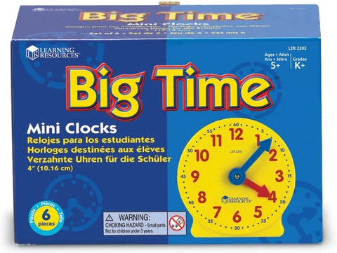 Geared Mini Clocks (Pack of 6)-Classroom Packs,Learning Resources,Maths,Primary Maths,S.T.E.M,Sand Timers & Timers,Stock,Visual Sensory Toys-Learning SPACE