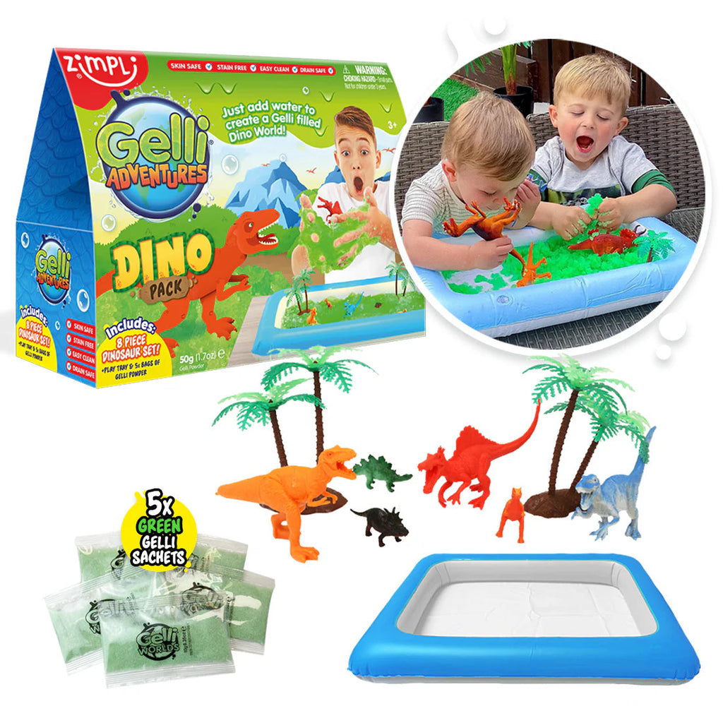 Gelli Adventures - Dino Pack-Dinosaurs. Castles & Pirates,Early Years Sensory Play,Gifts For 3-5 Years Old,Gifts for 5-7 Years Old,Messy Play,sensory activity,Zimpli Kids-Learning SPACE