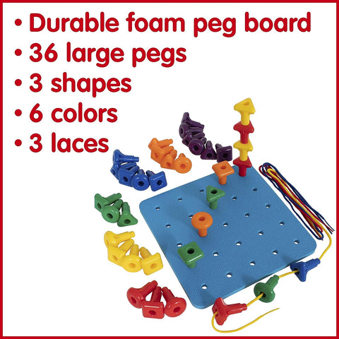 Geo Giant Pegs and Peg board set for Fine Motor, Counting and Sorting Skills-Addition & Subtraction,Additional Need,Counting Numbers & Colour,Early Years Maths,EDX,Fine Motor Skills,Helps With,Maths,Memory Pattern & Sequencing,Primary Maths,Sound. Peg & Inset Puzzles,Stacking Toys & Sorting Toys,Stock,Threading-Learning SPACE