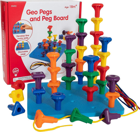 Geo Giant Pegs and Peg board set for Fine Motor, Counting and Sorting Skills-Addition & Subtraction,Additional Need,Counting Numbers & Colour,Early Years Maths,EDX,Fine Motor Skills,Helps With,Maths,Memory Pattern & Sequencing,Primary Maths,Sound. Peg & Inset Puzzles,Stacking Toys & Sorting Toys,Stock,Threading-Learning SPACE