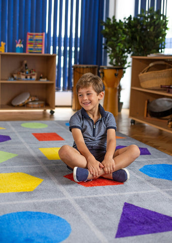 Geometric Shapes 3x3m Carpet-Dropship,Kit For Kids,Mats & Rugs,Placement Carpets,Rugs,Shape & Space & Measure,Square,Wellbeing Furniture-Learning SPACE
