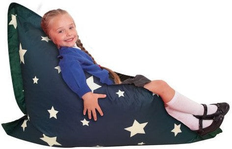Giant Star Print UV Bean Bag Floor Cushion-AllSensory,Bean Bags,Bean Bags & Cushions,Dropship,Eden Learning Spaces,Nurture Room,Star & Galaxy Theme Sensory Room,Stock,Teenage & Adult Sensory Gifts,UV Reactive,Wellbeing Furniture-Learning SPACE