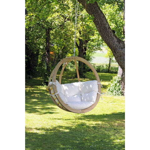 Globo Single Natura Hanging Chair-Hanging Chair-Amazonas,Cotton,Cream,Dropship,Globo Swing Chair,Hanging Chair,Hanging Egg Chairs,Indoor,Weatherproof-Learning SPACE