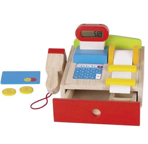 Goki Wooden Cash Register with Scanner and Receipt Paper-Calmer Classrooms,Early Years Maths,Goki Toys,Helps With,Imaginative Play,Kitchens & Shops & School,Life Skills,Maths,Money,Pretend play,Primary Maths,Role Play,Wooden Toys-Learning SPACE
