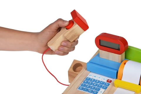 Goki Wooden Cash Register with Scanner and Receipt Paper-Calmer Classrooms,Early Years Maths,Goki Toys,Helps With,Imaginative Play,Kitchens & Shops & School,Life Skills,Maths,Money,Pretend play,Primary Maths,Role Play,Wooden Toys-Learning SPACE