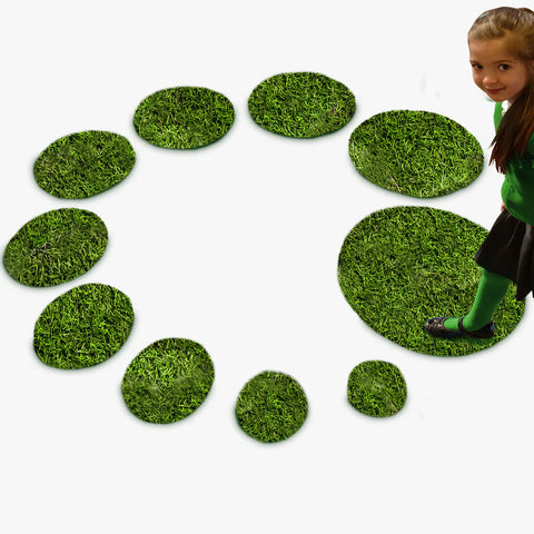 Grass Counting Circles Set of 10-EDUK8,Indoor,Maths,Nature,Nature Sensory Room,Outdoor Classroom,Outdoor Play,Primary Maths,Sensory,Sensory Flooring,Shape & Space & Measure,World & Nature-Learning SPACE