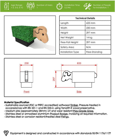 Grass Seating - Sheep-Additional Need,Children's Wooden Seating,Gross Motor and Balance Skills,Helps With,Nature Learning Environment,Outdoor Seating,Playground Equipment,Seating,Stock,Toddler Seating-Learning SPACE