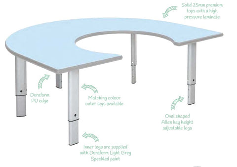 Height Adjustable Rainbow Range Table-Classroom Furniture,Classroom Table,Height Adjustable,Horseshoe,Metalliform,Table,Wellbeing Furniture-Learning SPACE