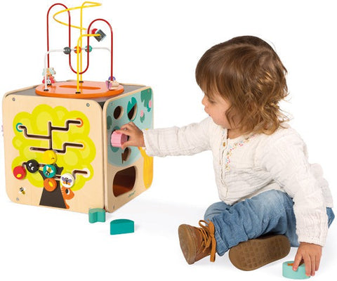 Janod Multi-Activity Cube-AllSensory,Baby & Toddler Gifts,Baby Cause & Effect Toys,Baby Sensory Toys,Baby Wooden Toys,Cause & Effect Toys,Down Syndrome,Gifts For 1 Year Olds,Gifts For 6-12 Months Old,Janod Toys,Stock,Tactile Toys & Books,Tracking & Bead Frames-Learning SPACE