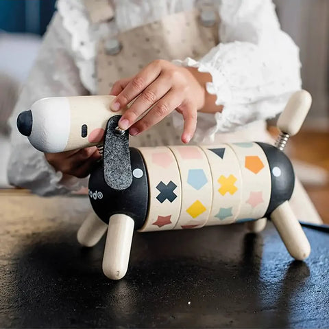 Janod Sweet Cocoon Shapes And Colours Dog-Baby Wooden Toys,Discontinued,Games & Toys,Gifts For 2-3 Years Old,Janod Toys,Shape & Space & Measure,Stacking Toys & Sorting Toys,Wooden Toys-Learning SPACE