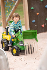 John Deere Toy Tractor With Frontloader & Rear Excavator-Dropship,Early Years. Ride On's. Bikes. Trikes,Farms & Construction,John Deere,Ride & Scoot,Ride Ons-Learning SPACE