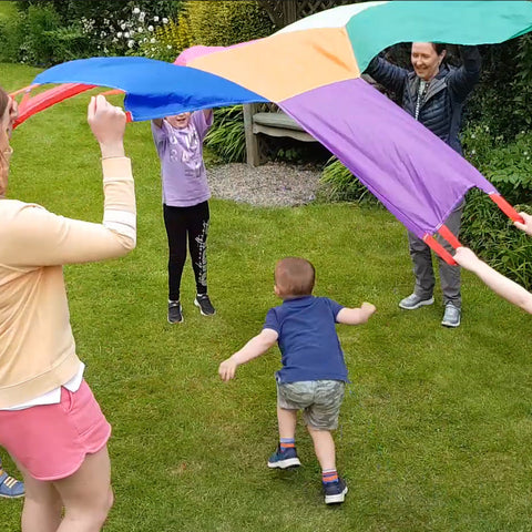 Junior Sunflower Parachute-Active Games,Dyspraxia,EDUK8,Forest School & Outdoor Garden Equipment,Garden Game,Movement Breaks,Outdoor Play,Outdoor Toys & Games,Playground Equipment-Learning SPACE