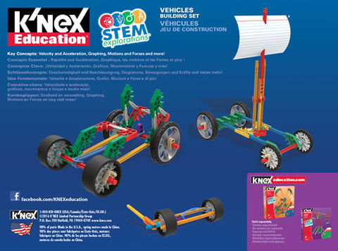 K-Nex Stem Explorations Vehicles Building Set-Additional Need,Engineering & Construction,Fine Motor Skills,Gifts for 8+,Helps With,K'Nex Construction Toys,S.T.E.M,Science Activities,SCOTEXCEL,Stock-Learning SPACE