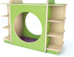 KubbyClass® Hideaway Nook and Bookcase - Set L-Early Education & Smart Toys-Dropship,Nooks,Nooks dens & Reading Areas,Wellbeing Furniture,Willowbrook-Lime-Violet-KCSETL-Lime-Violet-Learning SPACE