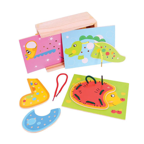 Lacing Animals - Fine Motor Toy-Bigjigs Toys,Eco Friendly,Fine Motor Skills,Lacing,Memory Pattern & Sequencing,SCOTEXCEL,Threading-Learning SPACE