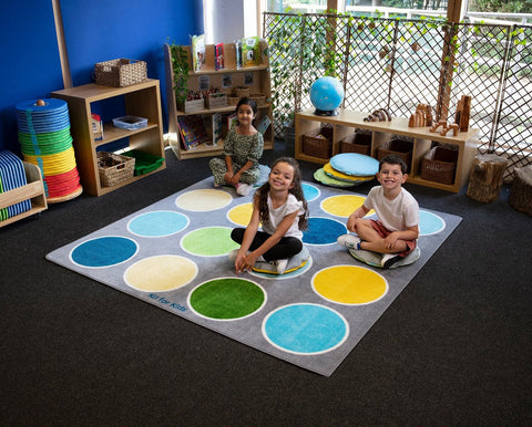 Lake Circles Placement 2x2m Carpet-Calmer Classrooms,Educational Classroom Materials,Kit For Kids,Mats & Rugs,Neutral Colour,Placement Carpets,Rugs,Square,Wellbeing Furniture-Learning SPACE