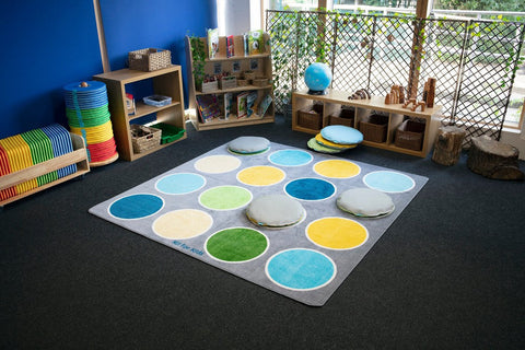 Lake Circles Placement 2x2m Carpet-Calmer Classrooms,Educational Classroom Materials,Kit For Kids,Mats & Rugs,Neutral Colour,Placement Carpets,Rugs,Square,Wellbeing Furniture-Learning SPACE
