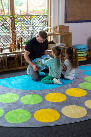 Lake Large Semi Circle Placement 4x2m Carpet-Corner & Semi-Circle,Dropship,Kit For Kids,Mats & Rugs,Neutral Colour,Placement Carpets,Rugs,Wellbeing Furniture-Learning SPACE