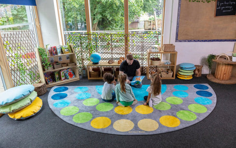 Lake Large Semi Circle Placement 4x2m Carpet-Corner & Semi-Circle,Dropship,Kit For Kids,Mats & Rugs,Neutral Colour,Placement Carpets,Rugs,Wellbeing Furniture-Learning SPACE