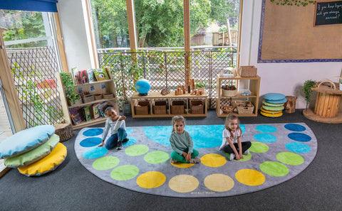 Lake Large Semi Circle Placement 4x2m Carpet-Corner & Semi-Circle,Dropship,Kit For Kids,Mats & Rugs,Neutral Colour,Placement Carpets,Rugs,Wellbeing Furniture-Learning SPACE