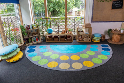 Lake Large Semi Circle Placement 4x2m Carpet-Corner & Semi-Circle,Dropship,Kit For Kids,Mats & Rugs,Neutral Colour,Placement Carpets,Rugs,Wellbeing Furniture-Learning SPACE