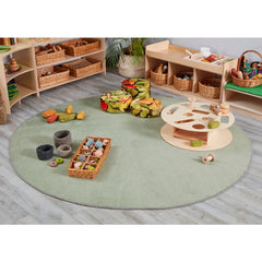 Large Round Rug In Green-Cosy Direct,Neutral Colour,Plain Carpet,Round,Rugs,Wellbeing Furniture-Learning SPACE