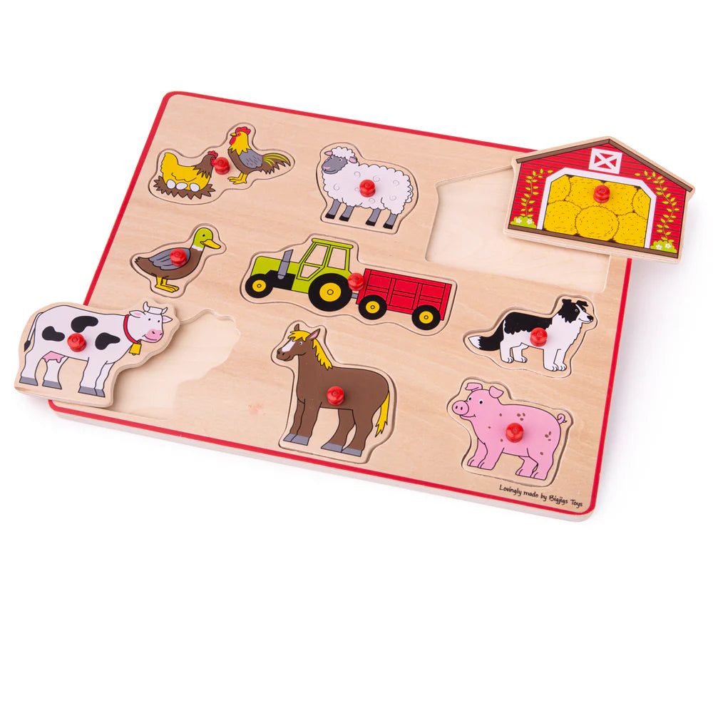 Lift Out Puzzle (Farm)-Animals,Bigjigs Toys,Farms & Construction,Games & Toys,SCOTEXCEL,Sound. Peg & Inset Puzzles,Wooden Toys-Learning SPACE