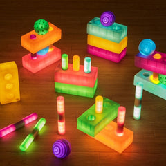 Light up Glow Spheres, Cylinders and Bricks-AllSensory,Glow in the Dark,Sensory Light Up Toys,TTS Toys,Visual Sensory Toys-Learning SPACE