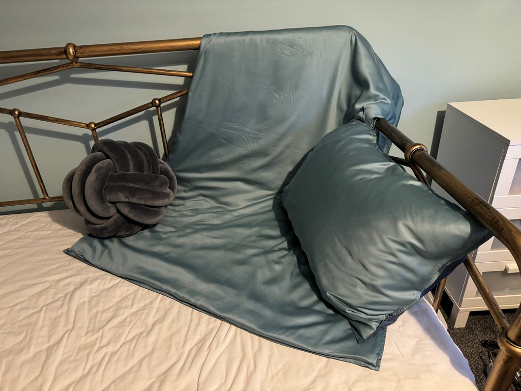 Lightweight Fabric Weighted Blanket – 3/4/5 kg (Grey/Green)-ADD/ADHD,Calming & Anxiety,Sleep,Sleep Issues,Teen Sensory Weighted & Deep Pressure,Toys for Anxiety,Weighted & Deep Pressure,Weighted Blankets-Learning SPACE