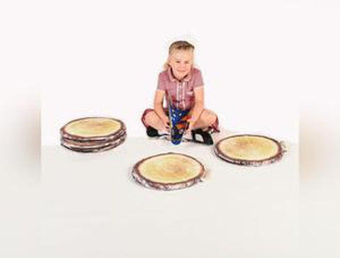 Log Slice Padded Sit Pads (Set of 6)-Placemats & Coasters-Bean Bags & Cushions,Calmer Classrooms,Classroom Packs,Cushions,Dropship,Forest School & Outdoor Garden Equipment,Nature Learning Environment,Nurture Room,Playground,Playground Equipment,Sensory Garden,Sit Mats,Stock,Wellbeing Furniture,World & Nature-Learning SPACE