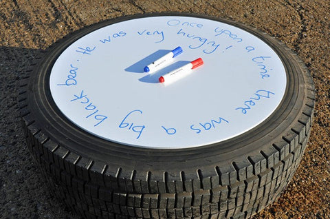 Lorry Tyre Writing Whiteboard Circle-Cosy Direct,Cosy Outdoor,Handwriting,Outdoor Classroom,Outdoor Furniture,Outdoor Play-Learning SPACE