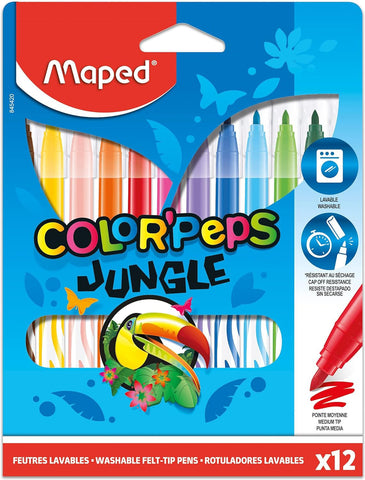 Maped Color'peps Jungle Colour Markers - Pk 12-Art Materials,Arts & Crafts,Back To School,Drawing & Easels,Early Arts & Crafts,Maped Stationery,Primary Arts & Crafts,Stock-Learning SPACE