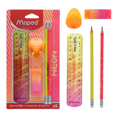Maped Neon 5-Piece Stationery Kit-Back To School,Maped Stationery,Pens & Pencils,Stationery-Learning SPACE