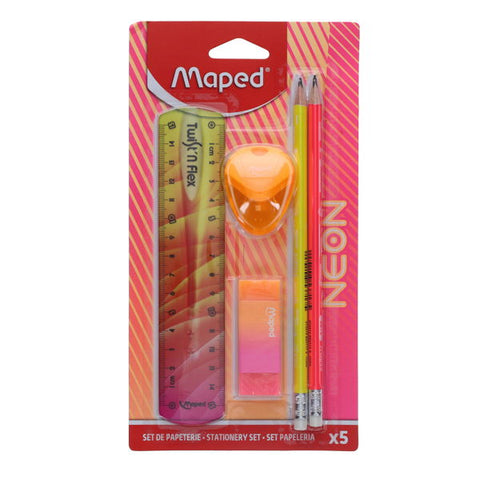 Maped Neon 5-Piece Stationery Kit-Back To School,Maped Stationery,Pens & Pencils,Stationery-Learning SPACE