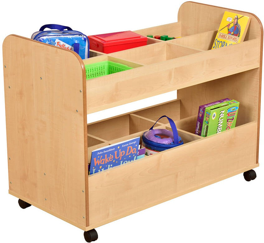 Maple Mobile Double Decker Storage-Calmer Classrooms,Classroom Displays,Dropship,Helps With,Storage,Trolleys,Wellbeing Furniture-Learning SPACE