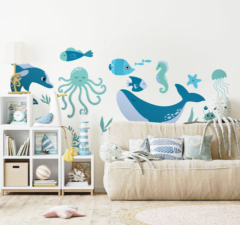 Marine Animals Set fish sticker-Dropship,Sticker,Underwater Sensory Room,Wall & Ceiling Stickers,Wall Decor-Learning SPACE
