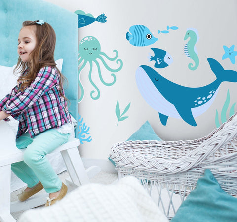 Marine Animals Set fish sticker-Dropship,Sticker,Underwater Sensory Room,Wall & Ceiling Stickers,Wall Decor-Learning SPACE